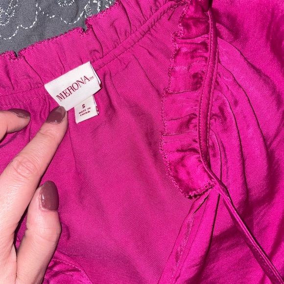 Fuscia Scalloped Neck Blouse - Picture 2 of 2